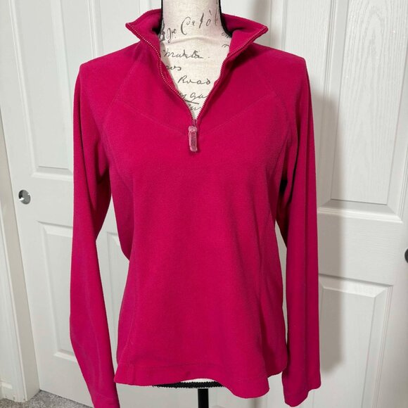 Juniors Hot Pink Long-Sleeve Fleece Pull-Over Jacket with Neck Zip - Picture 1 of 8